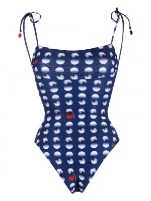 Gepunkteter badeanzug mit print Kiton blau