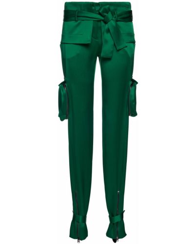 Сатенени карго панталони Tom Ford зелено