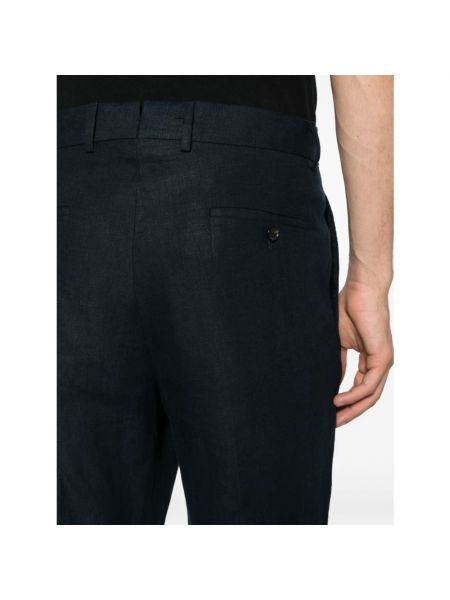 Pantalones de lino con bolsillos Caruso azul