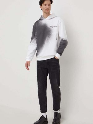 Hoodie s kapuljačom s printom Calvin Klein Jeans bijela