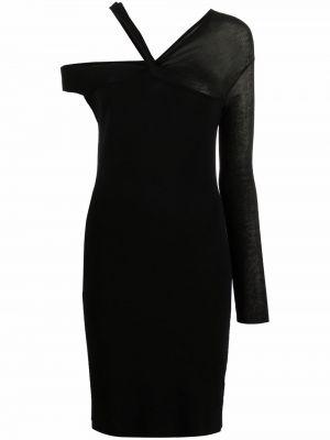 Viskózové pletené šaty Helmut Lang - černá