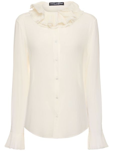 Camisa de seda con volantes Dolce & Gabbana blanco