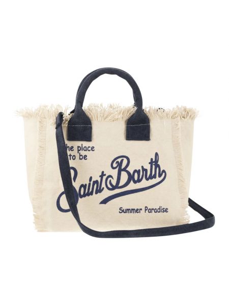 Bolso shopper con flecos de algodón con estampado Saint Barth