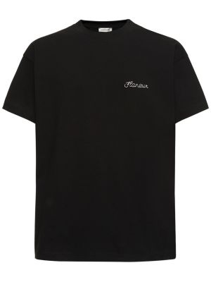 Bavlněné tričko jersey Flâneur černé