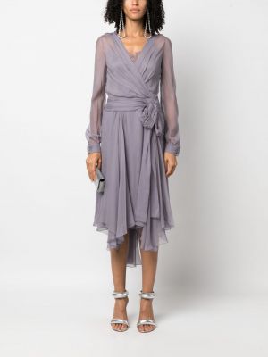 Sukienka midi asymetryczna Alberta Ferretti fioletowa