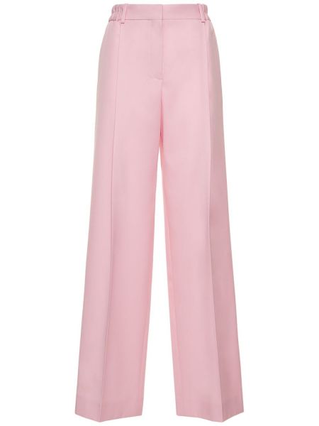 Pantaloni de lână cu croială lejeră Nina Ricci roz