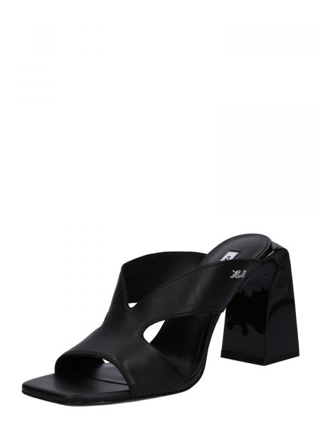 Sandale din piele cu toc Karl Lagerfeld negru