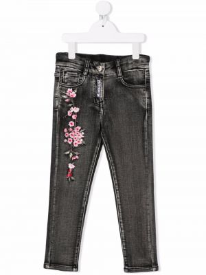 Floral jeans for jenter Monnalisa svart