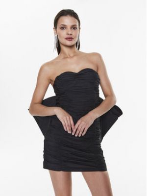 Plisované slim fit koktejlové šaty Rotate černé