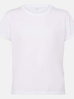 Kokvilnas pieguļošs t-krekls džersija Frame balts