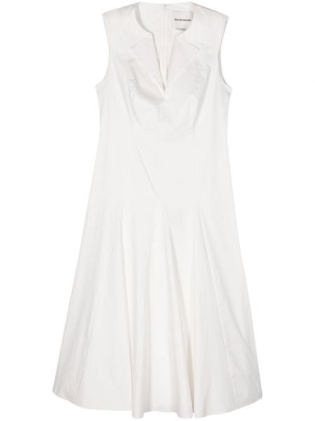 Pamučna midi haljina s v-izrezom Roland Mouret bijela