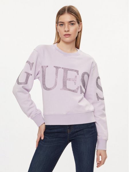 Laza szabású pulóver Guess lila