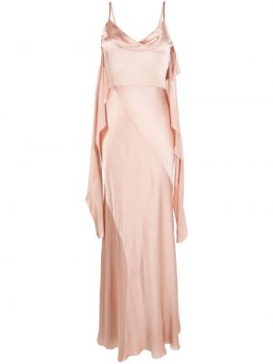 Вечерна рокля без ръкави с драперии Alberta Ferretti розово