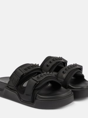 Kožené sandále bez podpätku Christian Louboutin čierna