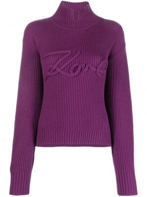 Плетен пуловер Karl Lagerfeld виолетово