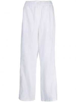 Lněné kalhoty relaxed fit Eileen Fisher bílé