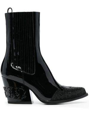 Křišťálové kotníkové boty Philipp Plein černé