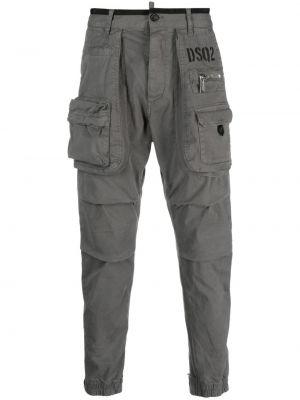 Памучни карго панталони с принт Dsquared2 сиво
