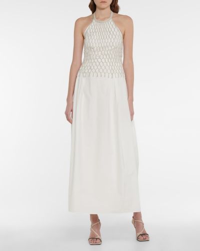 Bavlněné dlouhé šaty Brunello Cucinelli bílé