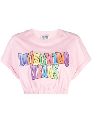 Тениска с принт Moschino Jeans розово