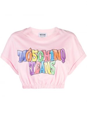 Baskılı tişört Moschino Jeans pembe