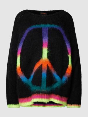 Dzianinowy sweter z nadrukiem Miss Goodlife czarny
