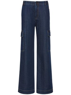 Voľné džínsy s vysokým pásom Weekend Max Mara modrá
