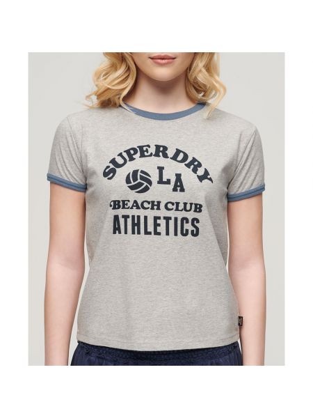 Пляжная приталенная футболка с коротким рукавом Superdry серая