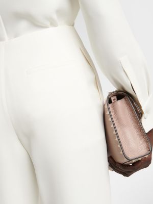 Pantalones rectos de seda Valentino blanco