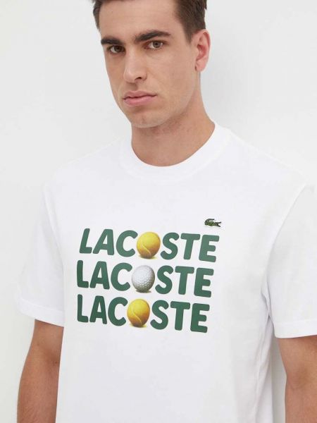 Bombažna majica Lacoste bela