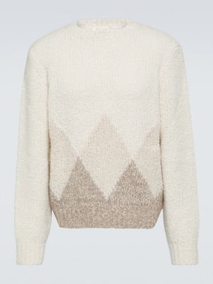 Sweter z kaszmiru z wzorem argyle Loro Piana beżowy