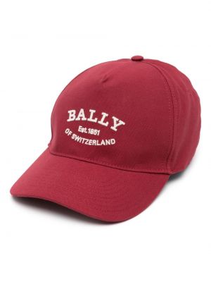 Cappello con visiera ricamato di cotone Bally rosso