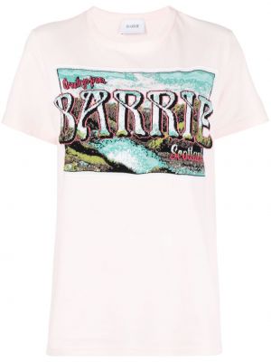 Bavlněné tričko s potiskem Barrie růžové