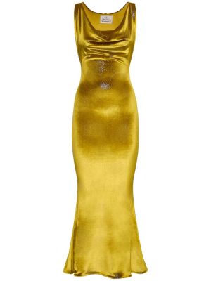 Кадифена миди рокля без ръкави жълто Vivienne Westwood
