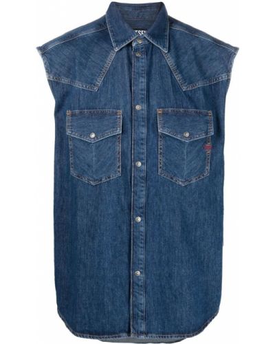 Brodert denim vest Diesel blå