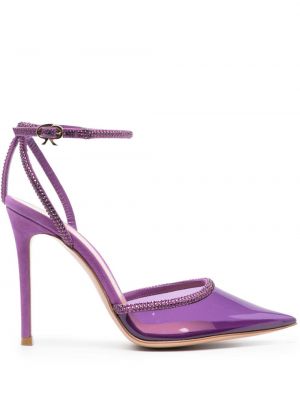 Pantofi cu toc de cristal Gianvito Rossi violet