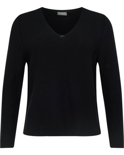 Jednofarebný bavlnený priliehavý sveter Samoon - čierna