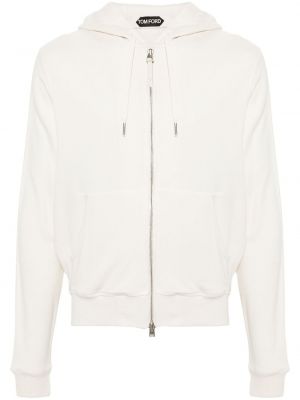 Modalna hoodie s kapuljačom s patentnim zatvaračem Tom Ford bijela