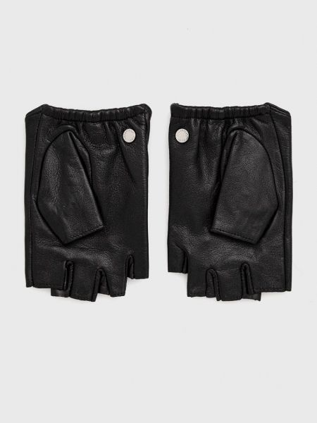 Шкіряні рукавички Karl Lagerfeld чорні