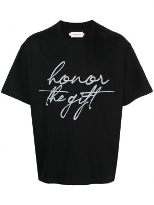 Bavlnené tričko s potlačou Honor The Gift čierna