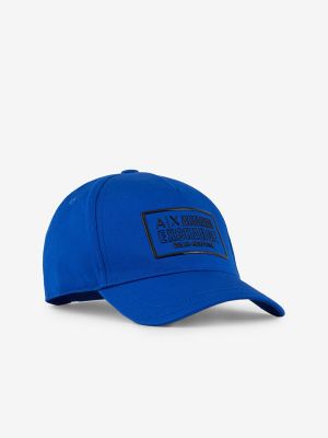 Gorra de algodón con estampado Armani Exchange azul