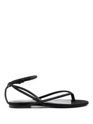 Kožené sandály bez podpatku Saint Laurent černé