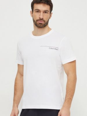 Koszulka bawełniana z nadrukiem Calvin Klein biała