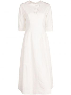Φλοράλ μίντι φόρεμα με κουμπιά Shiatzy Chen λευκό
