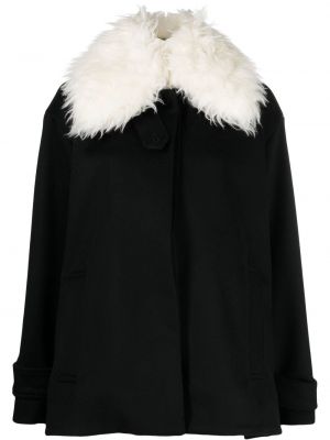 Manteau de fourrure en laine Stella Mccartney noir