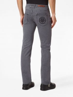 Straight fit džíny s výšivkou Billionaire šedé