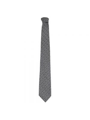 Jedwabny krawat w abstrakcyjne wzory Lanvin szary