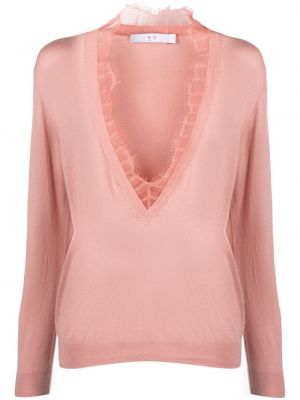Пуловер с дантела Iro розово