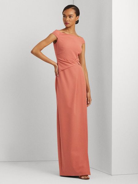 Vestido largo drapeado Lauren Ralph Lauren rosa