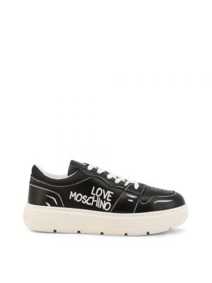 Sneakersy skórzane Love Moschino czarne